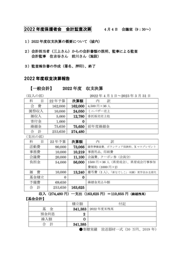 2022年収支決算書（監査用）