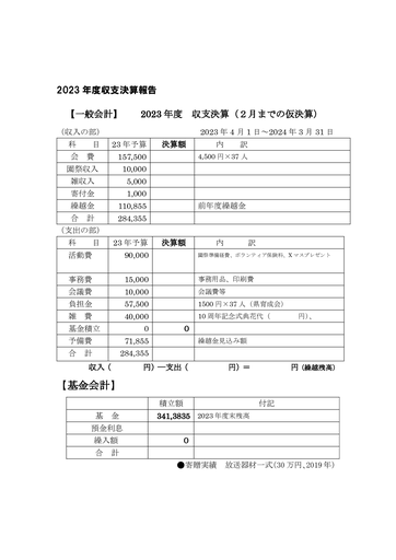 2023年度収支決算記入用紙（三上さん用）