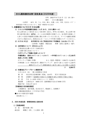 さわら園保護者会第１回役員会（2025年度年度）